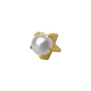 Mini White Pearl Tiffany Gold Plated over Surgical Stainless Steel