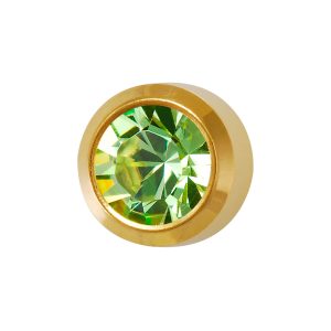 Large August Peridot Bezel Gold Plated over Surgical Stainless Steel