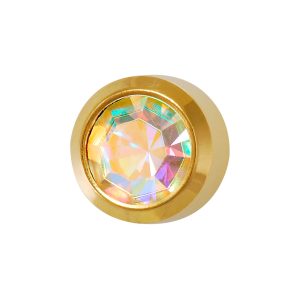 Large Rainbow Crystal Bezel Gold Plated over Surgical Stainless Steel