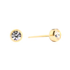 3mm Crystal Bezel Gold Plated over Surgical Stainless Steel