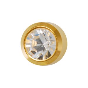 Large April Crystal Bezel Gold Plated over Surgical Stainless Steel