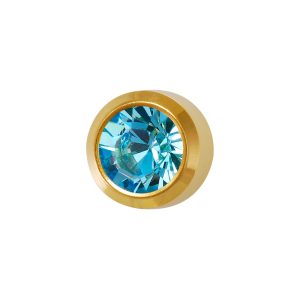 Regular March Aquamarine Bezel Gold Plated over Surgical Stainless Steel