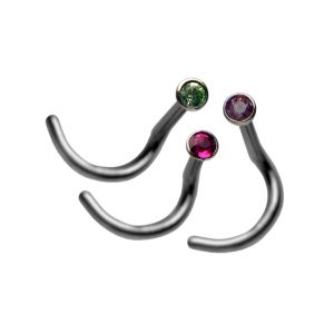 20G 1mm Nose Screws Peridot/Fuchsia/Amethyst Surgical Stainless Steel