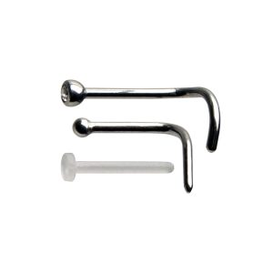 20G 1mm Nose Screws Retainer/Ball/Crystal Surgical Stainless Steel