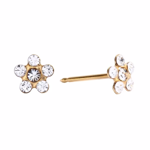 April Crystal Daisy Gold Plated over Surgical Stainless Steel