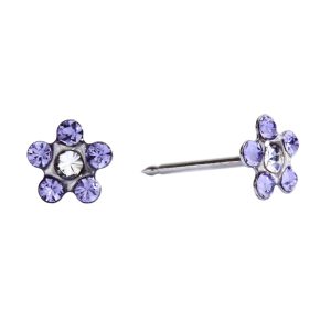 Tanzanite / April Crystal Daisy Surgical Stainless Steel