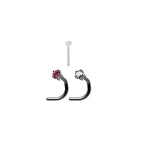 20G 1mm Nose Screws Tiff Rose/Retainer/AB Crystal Surgical Stainless Steel