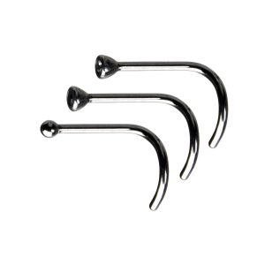 20G 1mm Nose Screws Ball/Jet Blk/Blk Diamond Surgical Stainless Steel