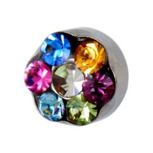 Large 7 Stone Rainbow/Crystal Daisy Surgical Stainless Steel